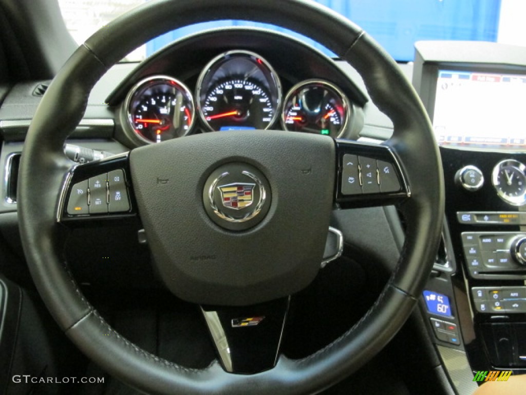 2012 Cadillac CTS -V Coupe Ebony/Ebony Steering Wheel Photo #69389584