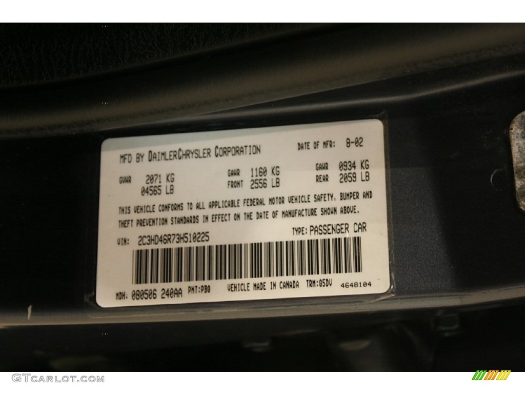2003 Concorde Color Code PBQ for Steel Blue Pearl Photo #69397360