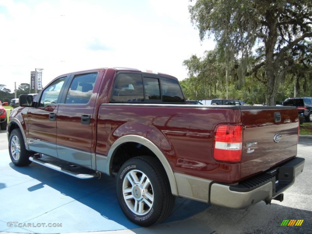 2005 F150 Lariat SuperCrew - Dark Toreador Red Metallic / Tan photo #3