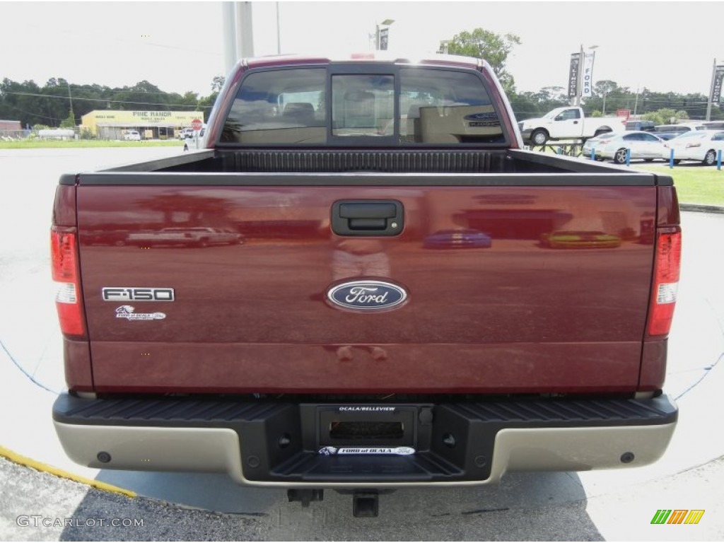 2005 F150 Lariat SuperCrew - Dark Toreador Red Metallic / Tan photo #4