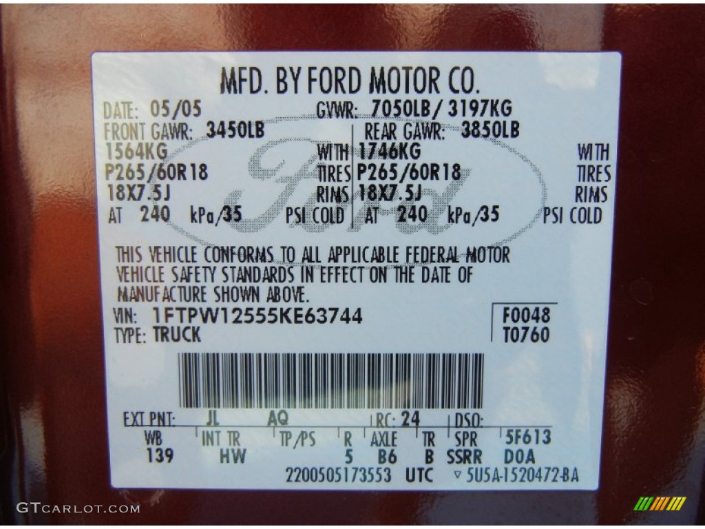 2005 F150 Lariat SuperCrew - Dark Toreador Red Metallic / Tan photo #26