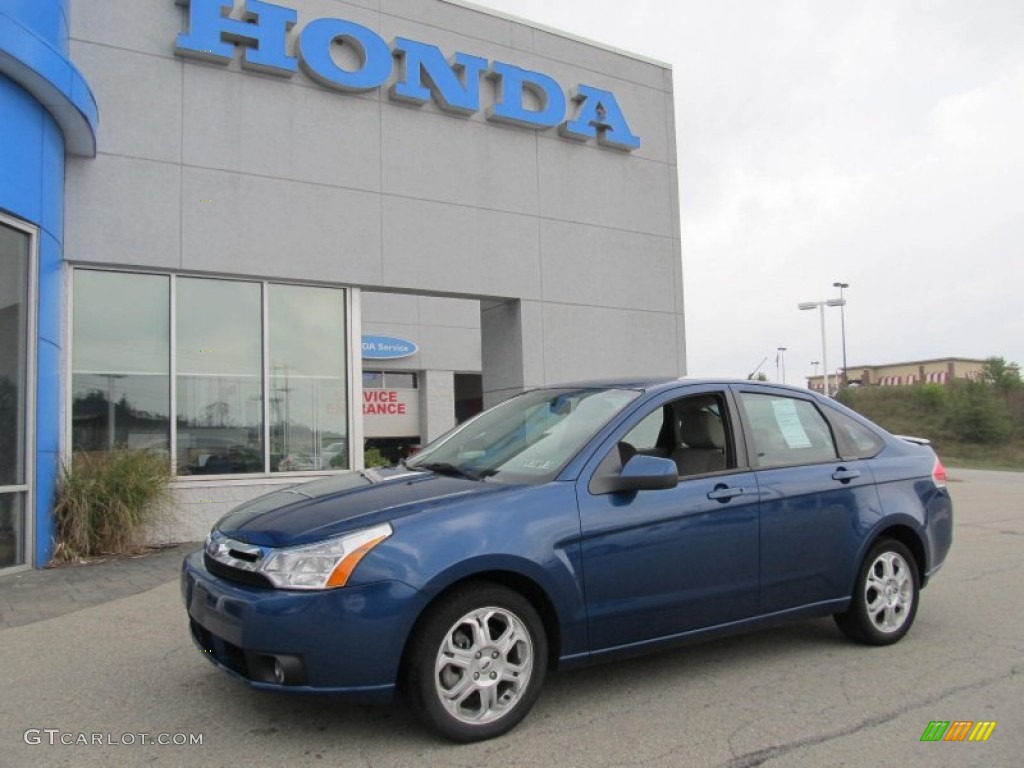 2009 Focus SES Sedan - Vista Blue Metallic / Medium Stone photo #1