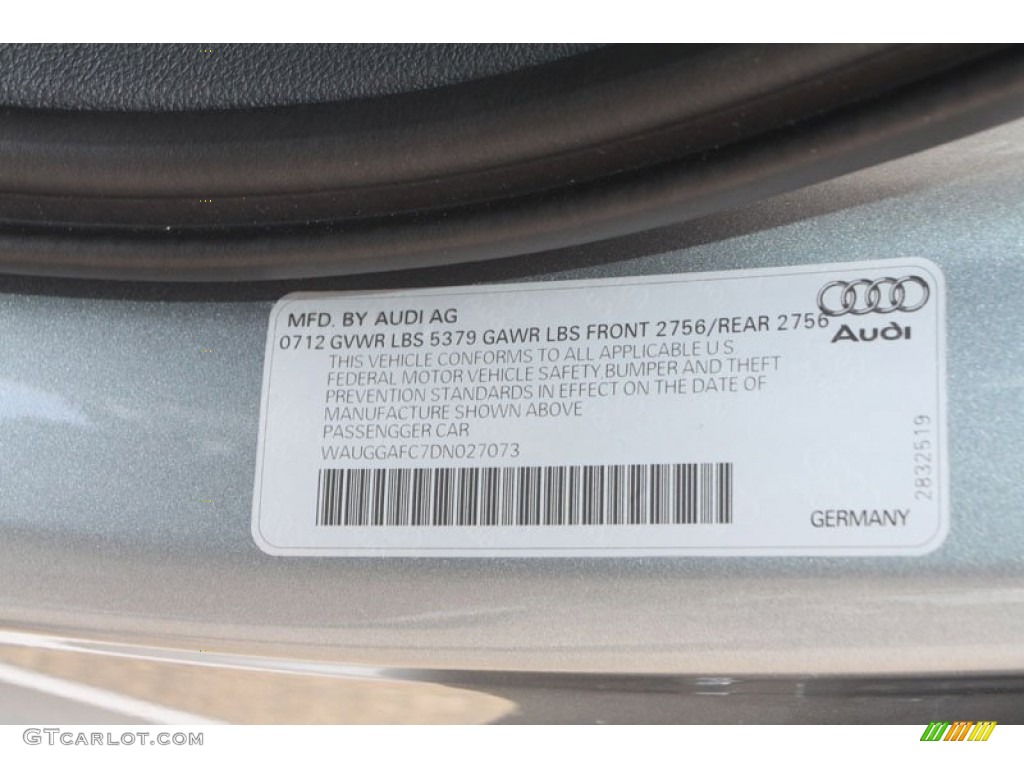 2013 Audi A6 3.0T quattro Sedan Info Tag Photo #69410980