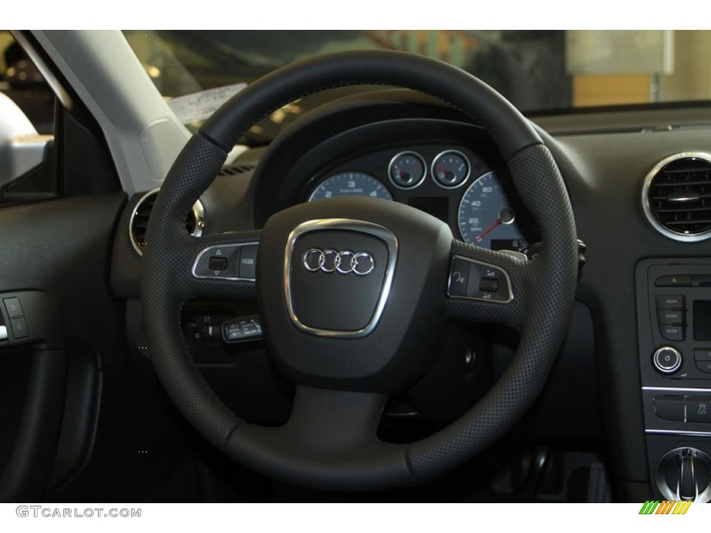 2013 Audi A3 2.0 TDI Black Steering Wheel Photo #69411860