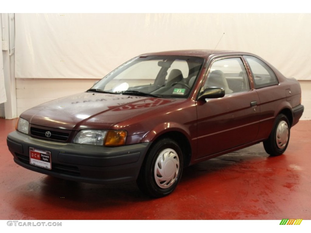 1996 Tercel Coupe - Ruby Pearl / Gray photo #4