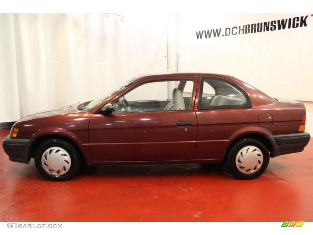 1996 Tercel Coupe - Ruby Pearl / Gray photo #5