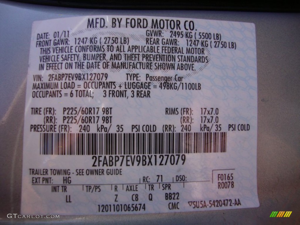 2011 Crown Victoria Color Code HG for Smokestone Metallic Photo #69416537
