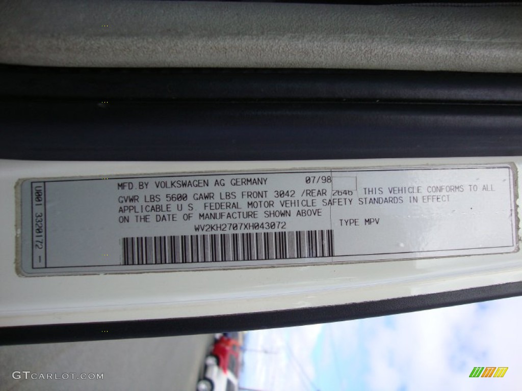 1999 EuroVan GLS - Arctic White / Gray photo #27
