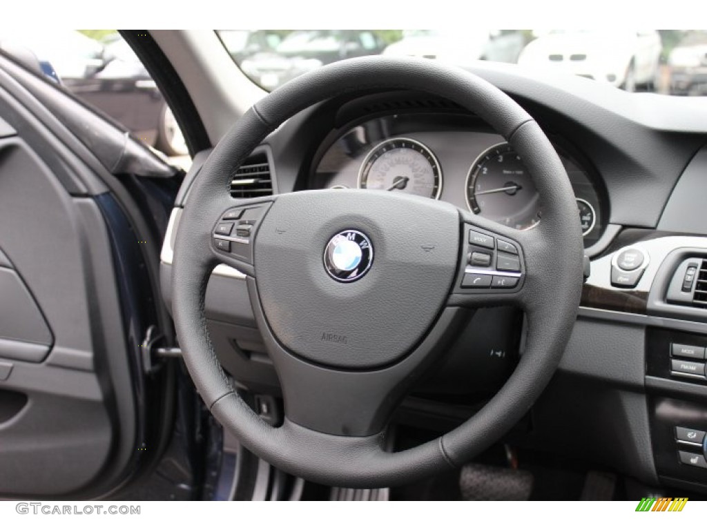 2012 BMW 5 Series 535i Sedan Black Steering Wheel Photo #69420829