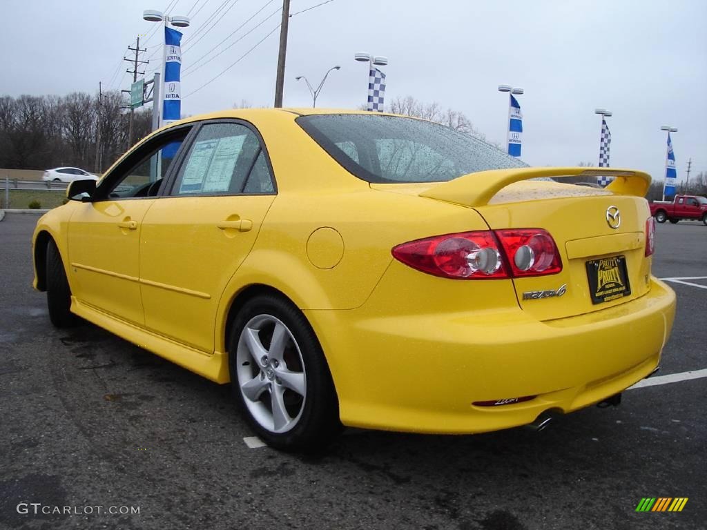 2003 MAZDA6 s Sedan - Speed Yellow / Black photo #3