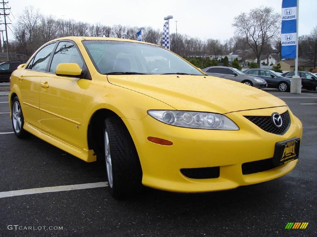 2003 MAZDA6 s Sedan - Speed Yellow / Black photo #7