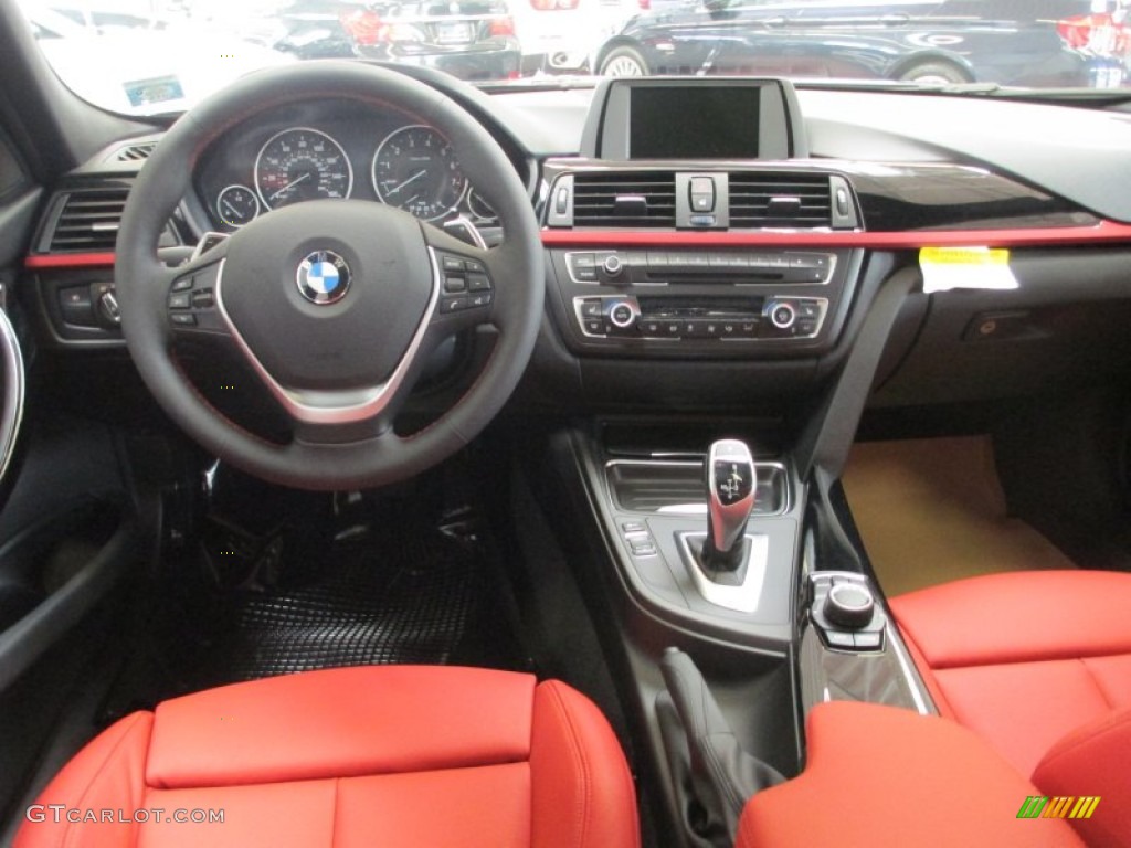 2013 BMW 3 Series 328i xDrive Sedan Coral Red/Black Dashboard Photo #69425902