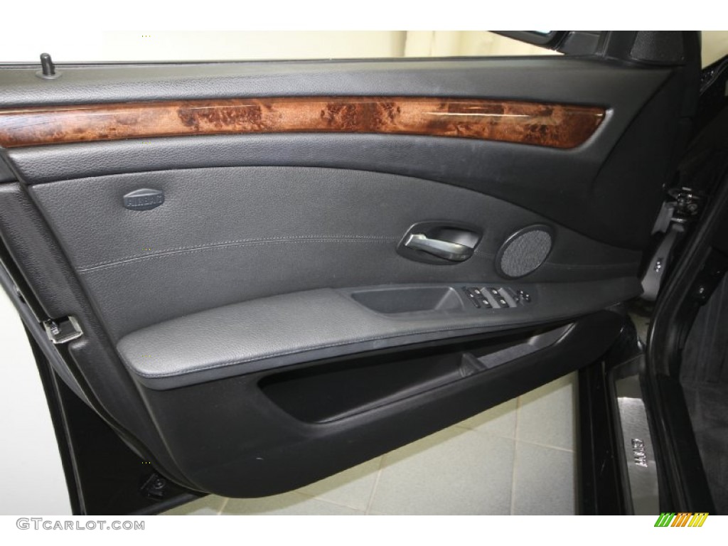 2008 BMW 5 Series 528i Sedan Black Door Panel Photo #69427354