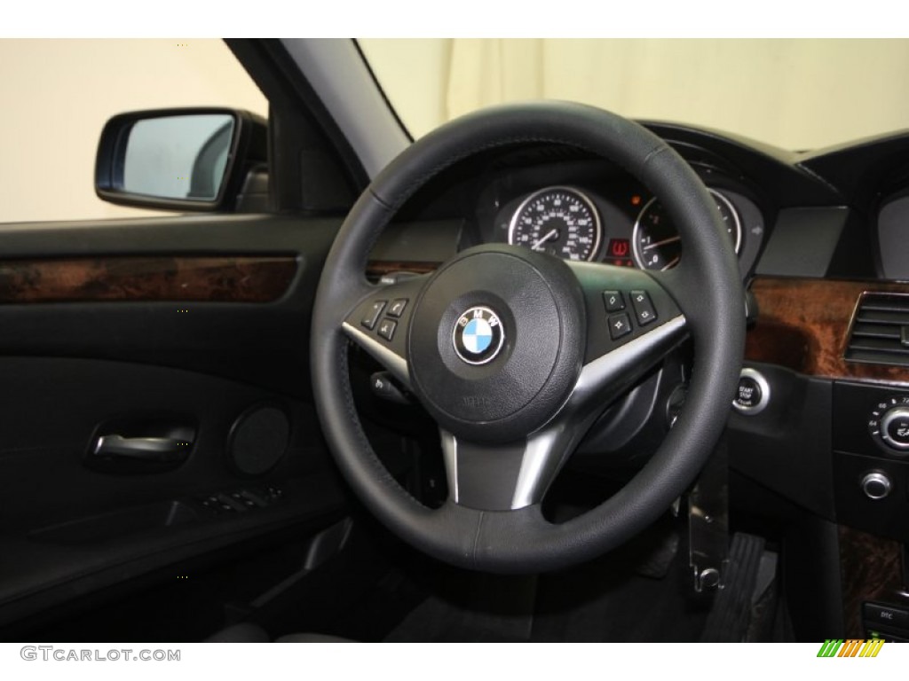 2008 BMW 5 Series 528i Sedan Black Steering Wheel Photo #69427495