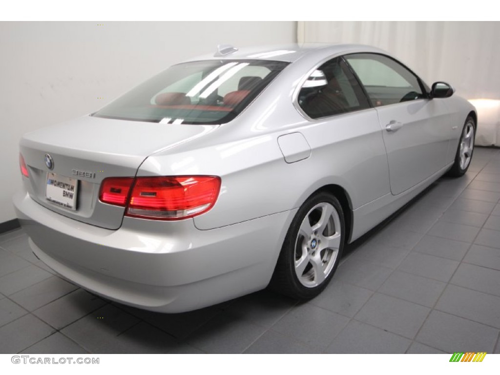 2007 3 Series 328i Coupe - Titanium Silver Metallic / Coral Red/Black photo #10