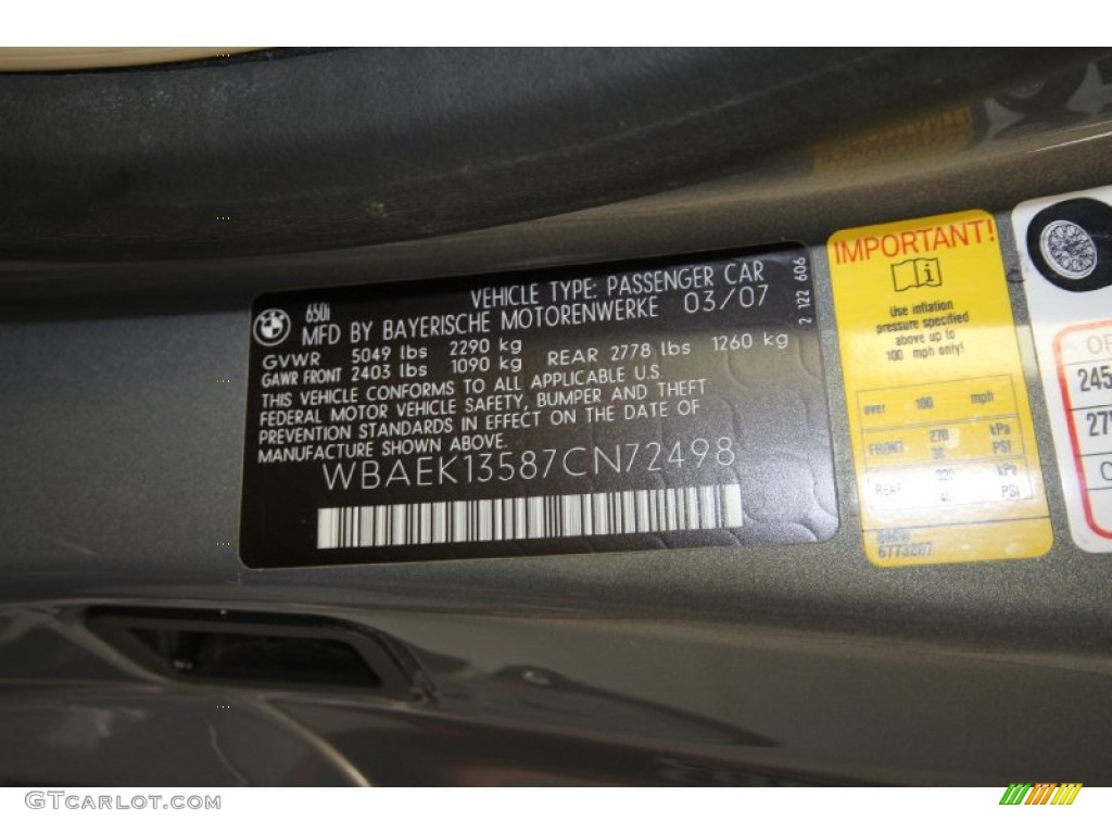 2007 6 Series 650i Convertible - Stratus Grey Metallic / Cream Beige photo #13
