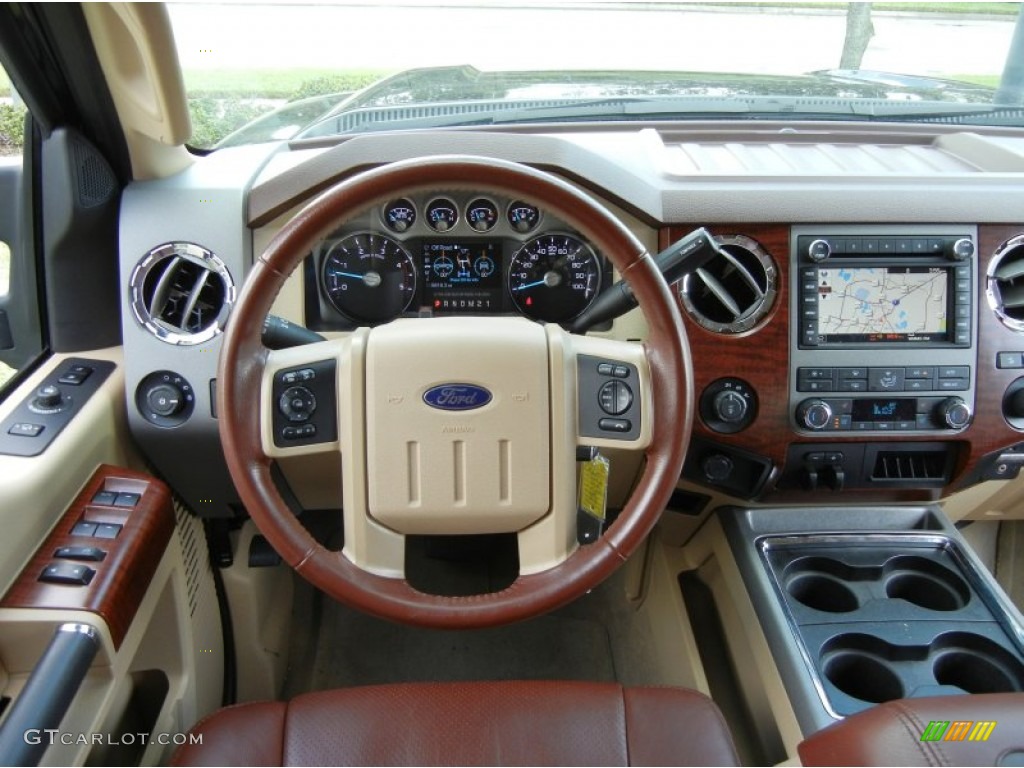 2012 Ford F250 Super Duty King Ranch Crew Cab 4x4 Chaparral Leather Steering Wheel Photo #69432031