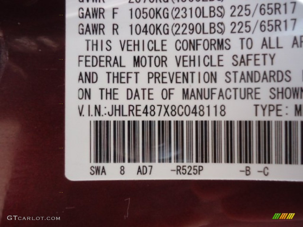 2008 CR-V EX-L 4WD - Tango Red Pearl / Gray photo #17