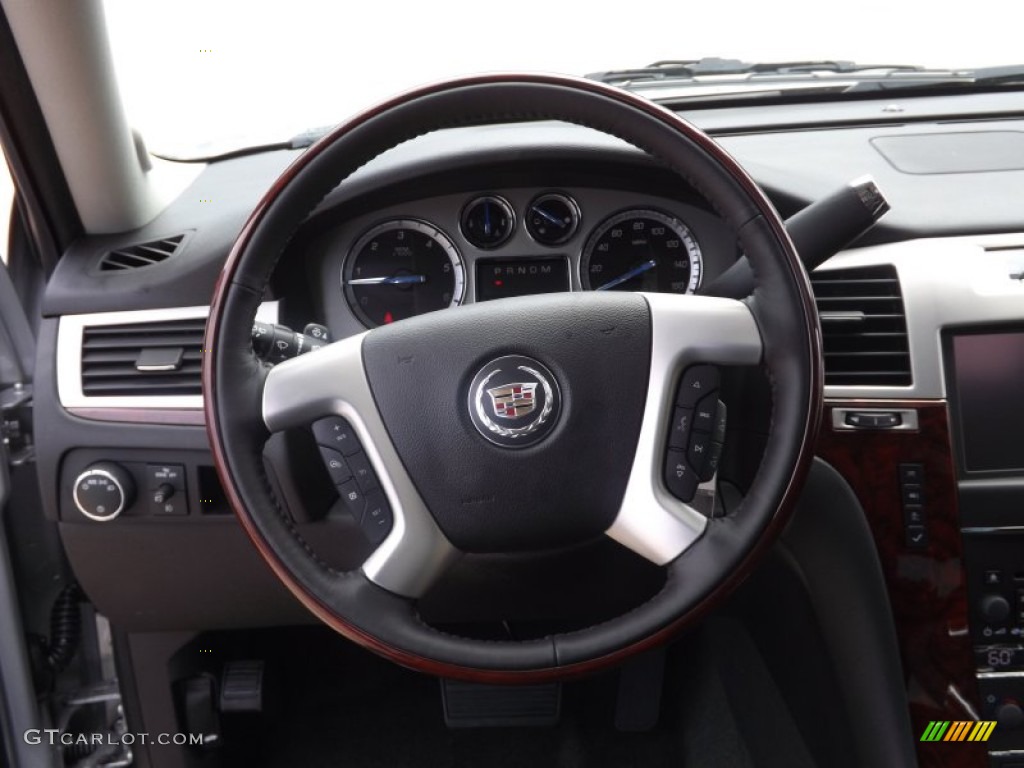 2013 Cadillac Escalade Premium Ebony Steering Wheel Photo #69437008