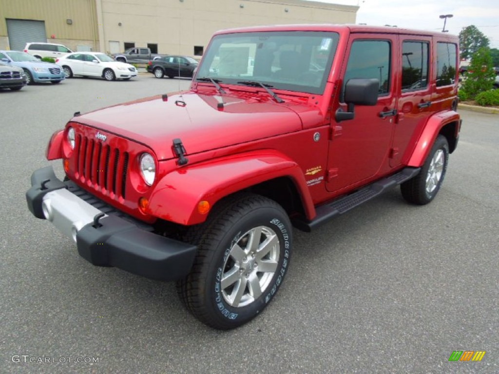 Deep Cherry Red Crystal Pearl 2013 Jeep Wrangler Unlimited Sahara 4x4 Exterior Photo #69437773