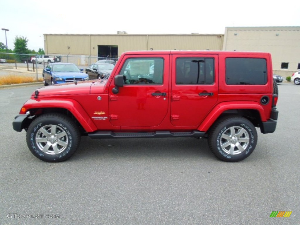 Deep Cherry Red Crystal Pearl 2013 Jeep Wrangler Unlimited Sahara 4x4 Exterior Photo #69437782