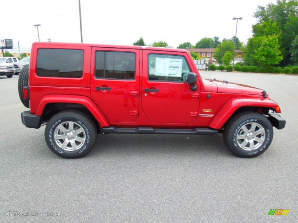 Deep Cherry Red Crystal Pearl 2013 Jeep Wrangler Unlimited Sahara 4x4 Exterior Photo #69437806