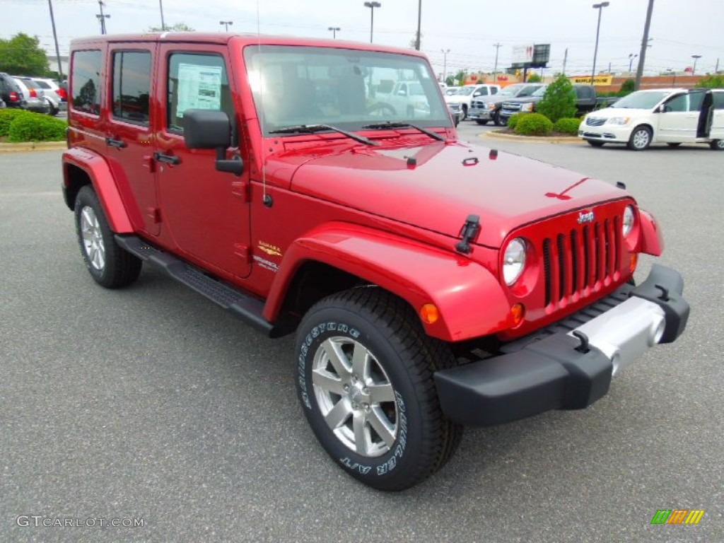 Deep Cherry Red Crystal Pearl 2013 Jeep Wrangler Unlimited Sahara 4x4 Exterior Photo #69437815