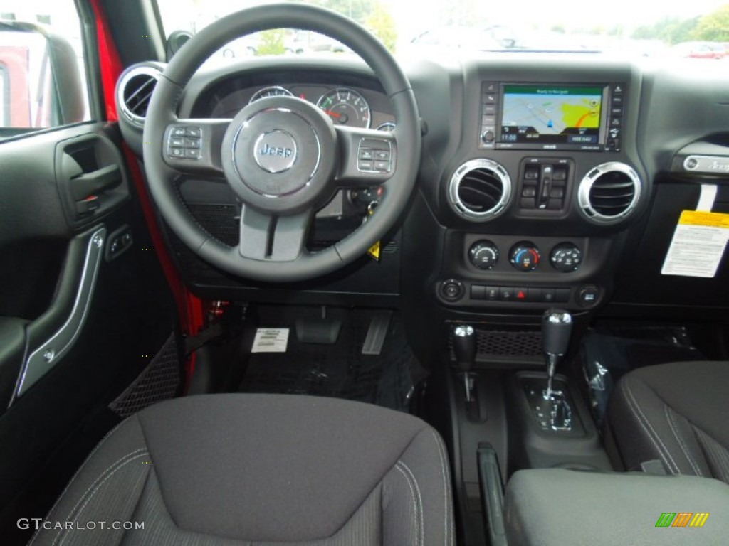 2013 Jeep Wrangler Unlimited Sahara 4x4 Black Dashboard Photo #69437955