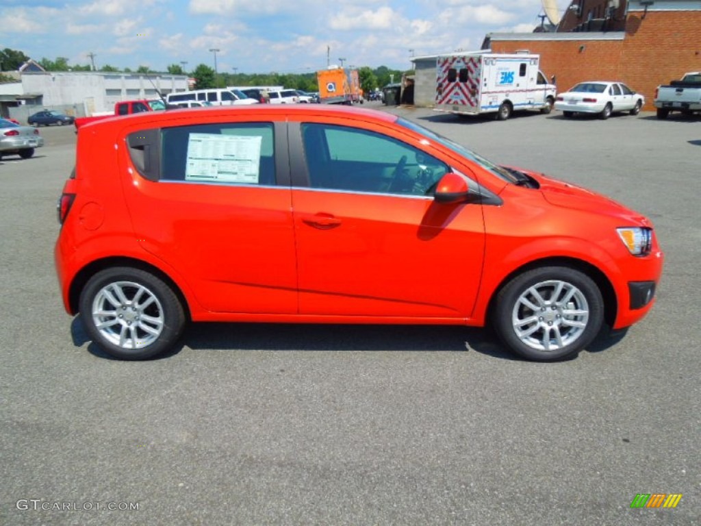 Inferno Orange Metallic 2012 Chevrolet Sonic LT Hatch Exterior Photo #69446389