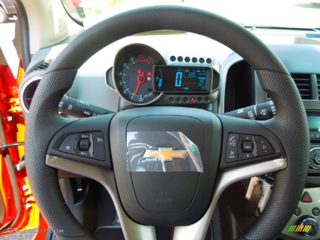2012 Chevrolet Sonic LT Hatch Jet Black/Dark Titanium Steering Wheel Photo #69446477