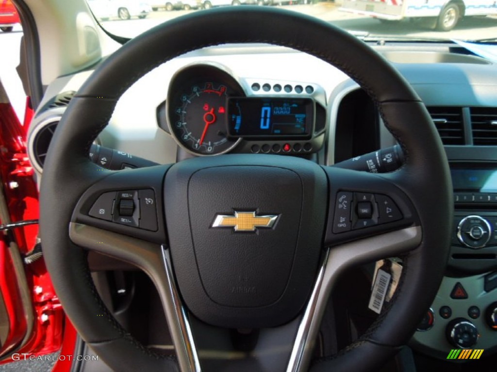 2012 Chevrolet Sonic LTZ Sedan Jet Black/Dark Titanium Steering Wheel Photo #69446725