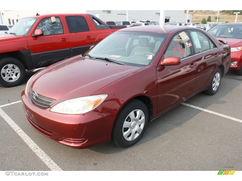 2003 Camry LE - Salsa Red Pearl / Taupe photo #4