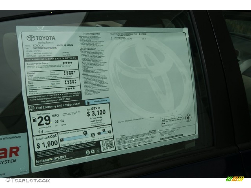 2012 Corolla LE - Nautical Blue Metallic / Bisque photo #10