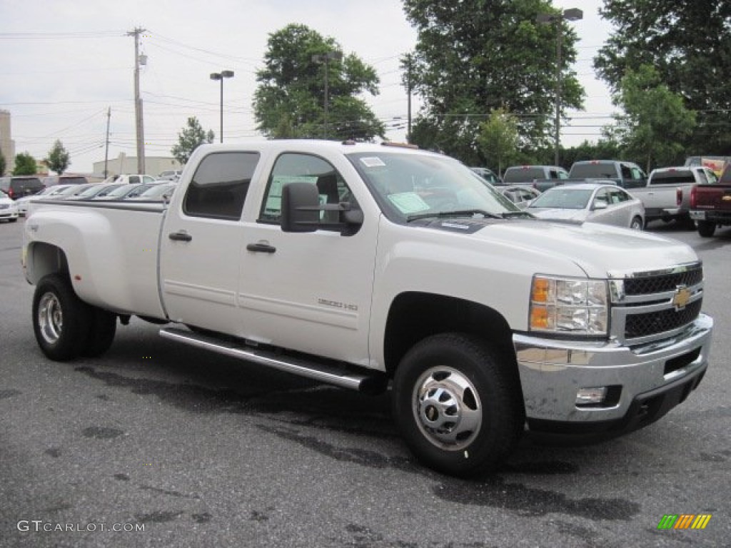 2013 Silverado 3500HD LT Crew Cab 4x4 Dually - Summit White / Ebony photo #3