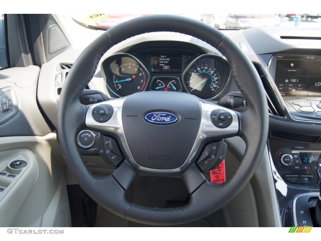 2013 Ford Escape SEL 1.6L EcoBoost Medium Light Stone Steering Wheel Photo #69463117