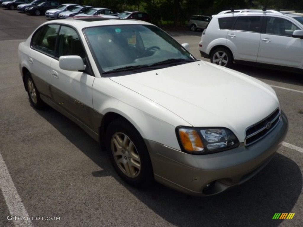 2001 Outback Limited Sedan - White Frost Pearl / Beige photo #1