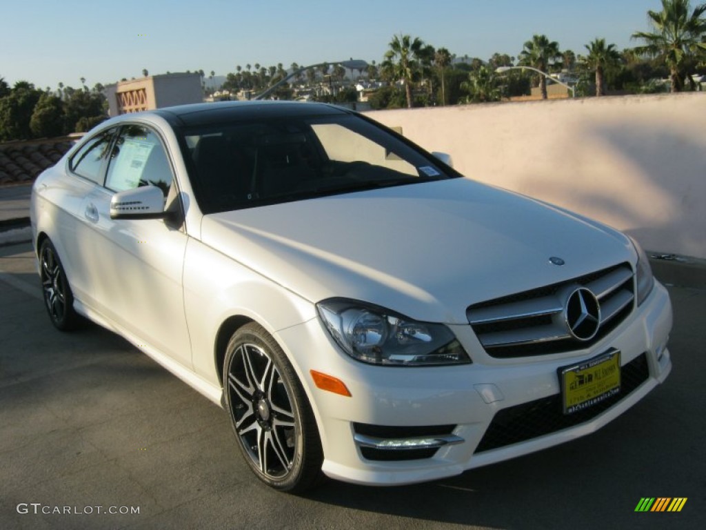 2013 C 350 Coupe - Diamond White Metallic / Black/Red Stitch w/DINAMICA Inserts photo #1