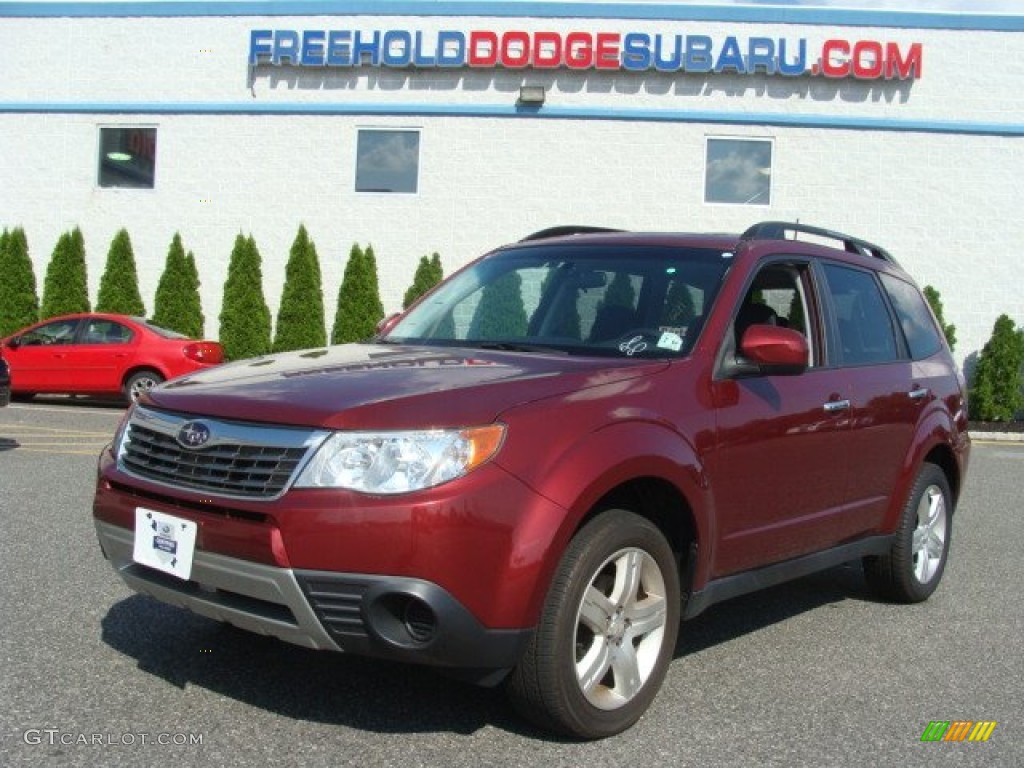 2009 Forester 2.5 X Premium - Camellia Red Pearl / Black photo #1
