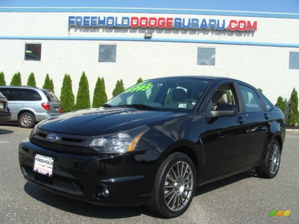 2011 Focus SES Sedan - Ebony Black / Medium Stone photo #1