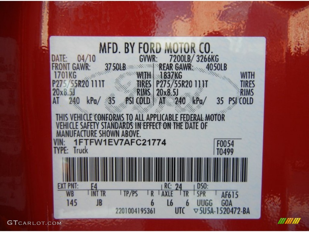 2010 F150 FX4 SuperCrew 4x4 - Vermillion Red / Black photo #28