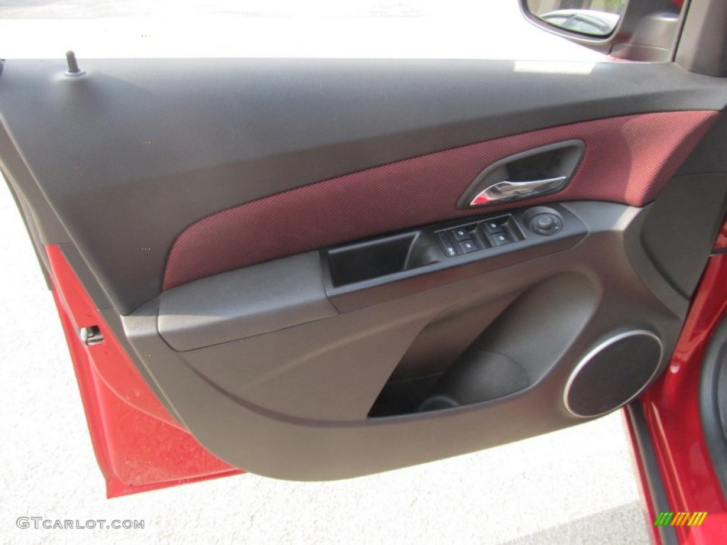 2012 Chevrolet Cruze LT Jet Black/Sport Red Door Panel Photo #69471658