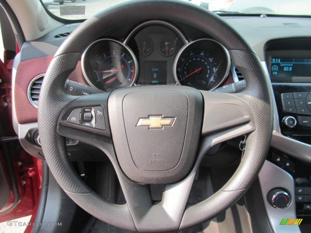 2012 Chevrolet Cruze LT Jet Black/Sport Red Steering Wheel Photo #69471683