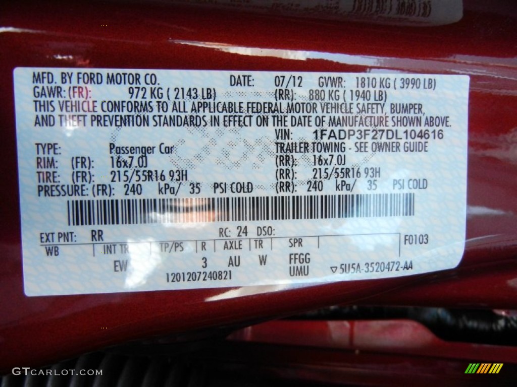 2013 Focus Color Code RR for Ruby Red Photo #69471934