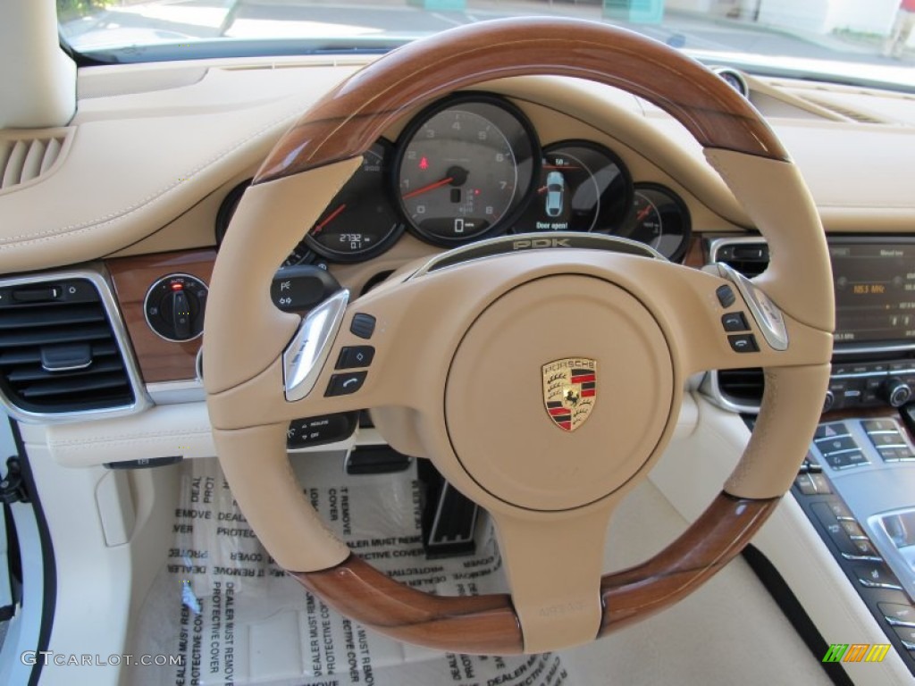 2012 Porsche Panamera S Luxor Beige/Cream Steering Wheel Photo #69475984