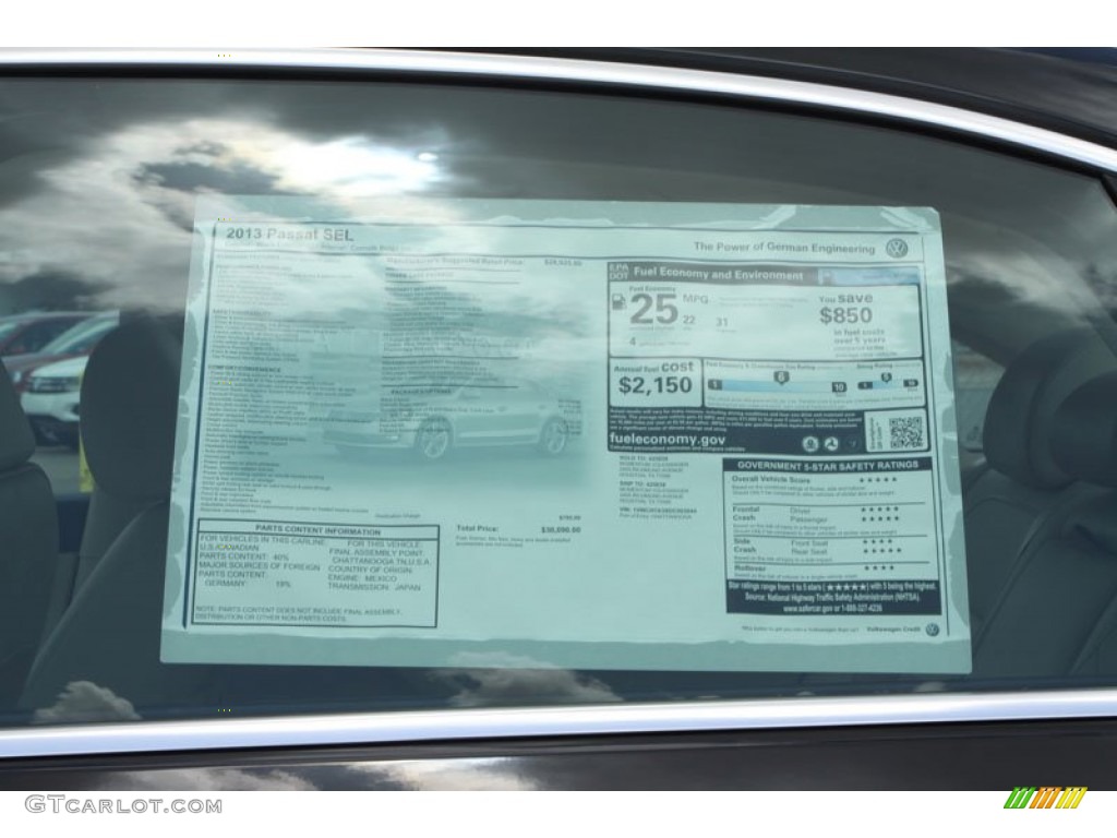2013 Volkswagen Passat 2.5L SEL Window Sticker Photo #69476320