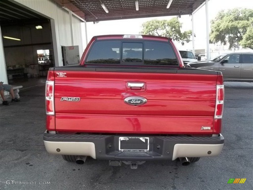 2010 F150 Lariat SuperCrew - Red Candy Metallic / Tan photo #4