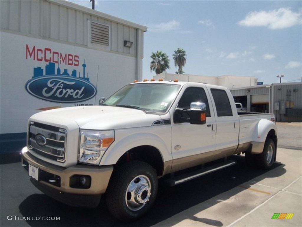 2012 F350 Super Duty King Ranch Crew Cab 4x4 Dually - White Platinum Metallic Tri-Coat / Chaparral Leather photo #1