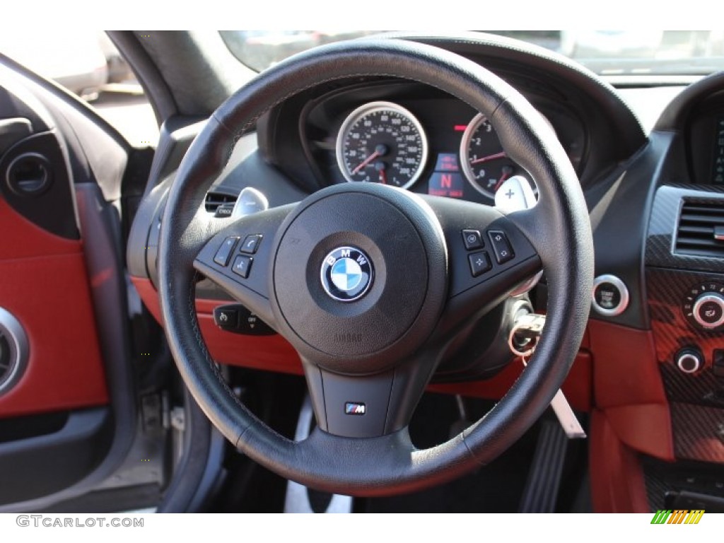 2008 BMW M6 Coupe Indianapolis Red Steering Wheel Photo #69482605