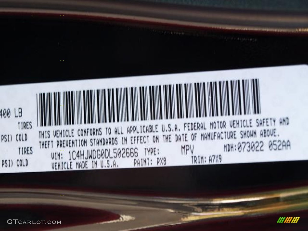 2013 Wrangler Unlimited Color Code PX8 for Black Photo #69489889