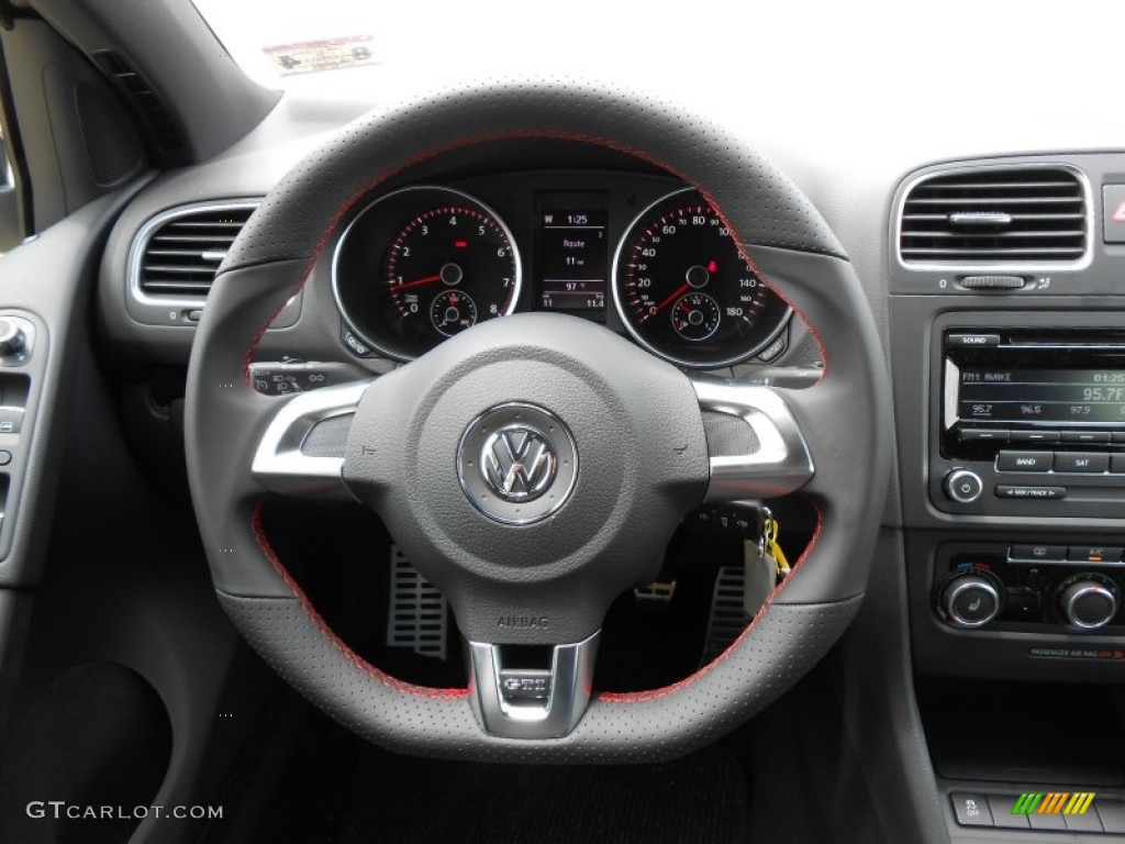 2013 Volkswagen GTI 4 Door Interlagos Plaid Cloth Steering Wheel Photo #69491194